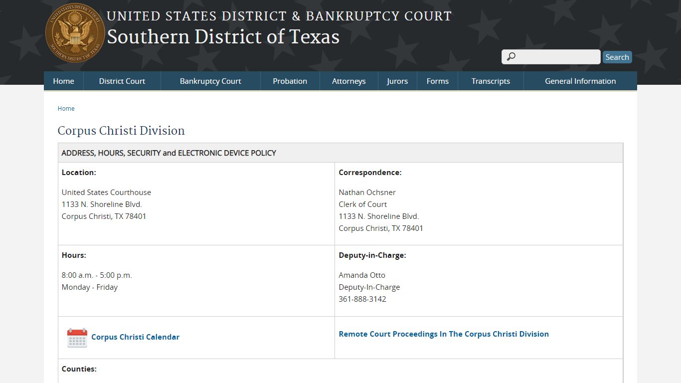 Corpus Christi Division | Southern District of Texas - United States Courts